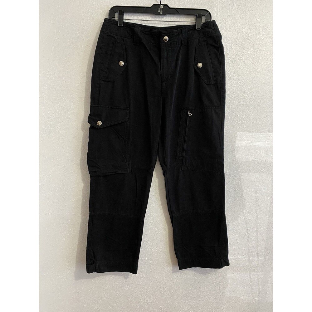 Lauren Ralph Lauren Black Cargo Pants Women 8 Hiking Travel Utility Outdoor D20